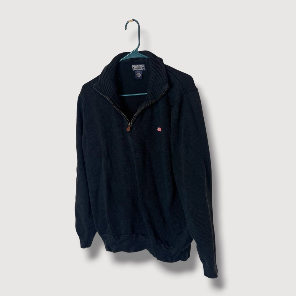 Ralph Lauren‎ Polo Jeans Co Mens Black 1/4 Zip Sweater Size Large